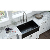 Ruvati 30"x20" Farmhouse Apron-Front Kitchen Sink Sgl Bowl, Glossy Black RVL2100BK